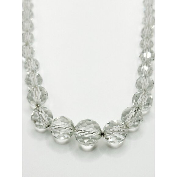 Vintage Graduated Faceted Crystal Bead On Chain Necklace 18.5” - Picture 4 of 9